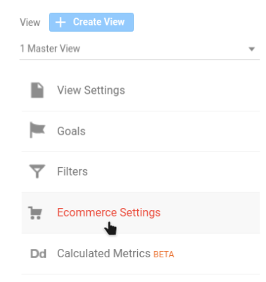 google analytics ecommerce settings option
