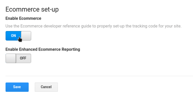 google analytics ecommerce on